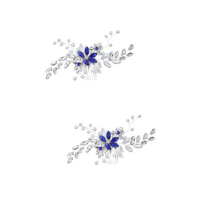 balacoo 2pcs Bridal Rhinestone Hair Comb Elegant Flower Leaf Design Crystal Wedding Hair Accessory for Brides Versatile Decoration for Any Wedding Theme