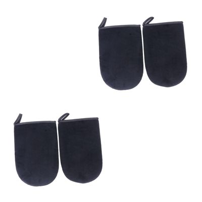 balacoo 4pcs Self Tanning Gloves Sunless Tanning Mitts for Smooth Application Soft Lint Material Black