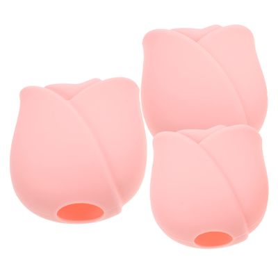 3pcs Makeup Brush Case Make up Lip Brush Cover Cap Brush Protection Covers Travel Lipstick, Pink, 5.8x5cm