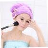 Ipetboom 2pcs Adorable Bow Hair Drying Caps Quick Drying Soft Absorbent Microfiber Towels for Women for Makeup Bath Yoga Travel Purple Watermelon Red view 2