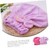 Ipetboom 2pcs Adorable Bow Hair Drying Caps Quick Drying Soft Absorbent Microfiber Towels for Women for Makeup Bath Yoga Travel Purple Watermelon Red view 3