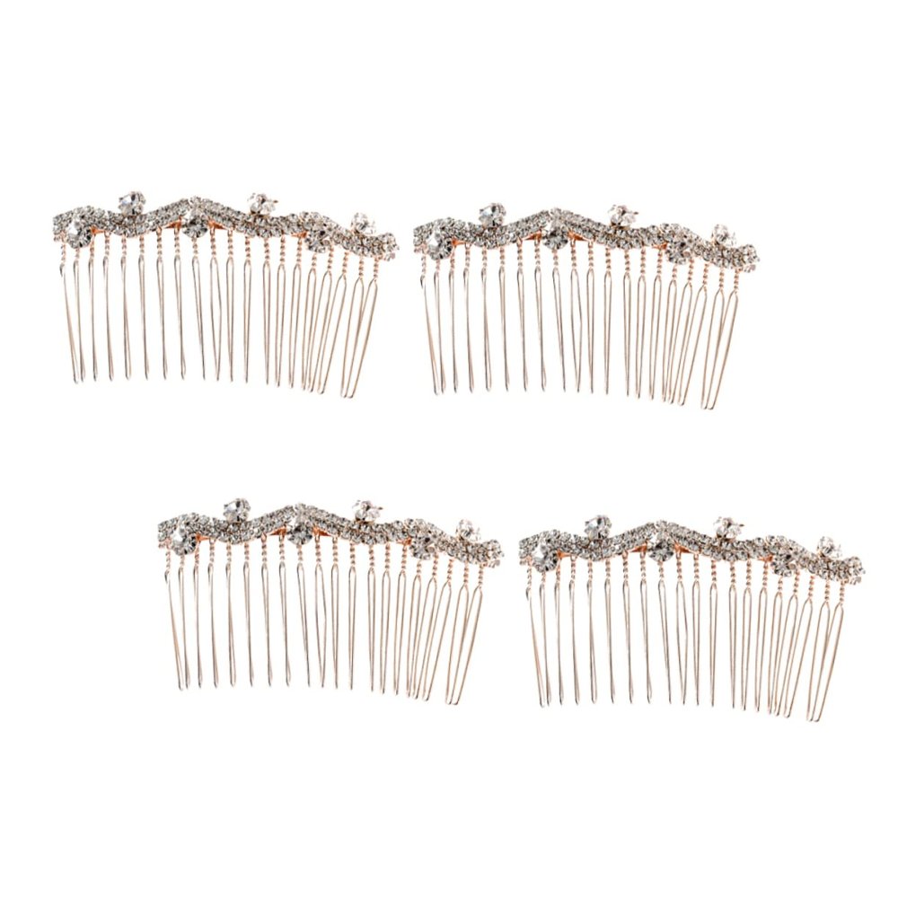 Angoily 4pcs Elegant Bang Comb Creative Headwear Rhinestone Hair Insert Comb Hair Accessories for Wedding Banquet
