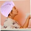 Angoily 3pcs Coral Fleece Drying Hair Towel Set for Women Quick Absorbent Shower Cap Towels Purple and Sky Blue for Hair Care and Spa Use view 3