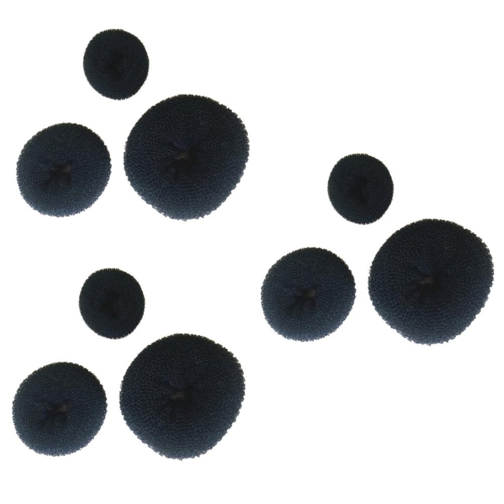 Angoily 9pcs Black Donut Hair Bun Maker Set Easy Use Sponge Styling Tools for Neat Ballerina Buns for Dance and