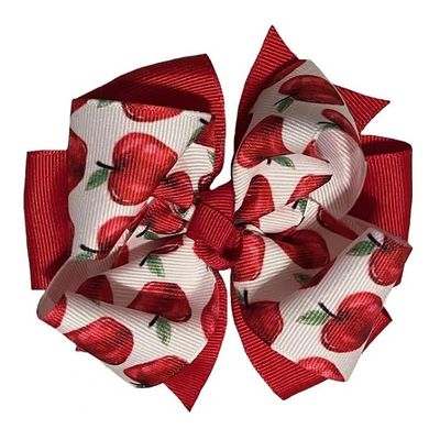 Apple Twisty Pinwheel Hair Bow