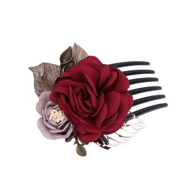 Angoily Double-Colored Fabric Simulation Flower Hair Comb for Women Elegant Hair Accessory for Updos and Chignons