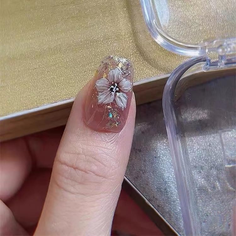 Handmade Armor Wearing High Grade Explosive Flash Illusion Ice Flower False Nail Patch Finished Detachable Nail Beauty (Size : A, Color : L)