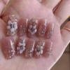 Handmade Armor Wearing High Grade Explosive Flash Illusion Ice Flower False Nail Patch Finished Detachable Nail Beauty (Size : A, Color : L) view 2