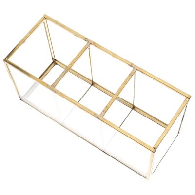 MAGICLULU Glass Makeup Holder Jewelry Container Elegant Three-compartment Storage Box with Lid Decorative Organizer for Vanity Dresser Desktop for and Events