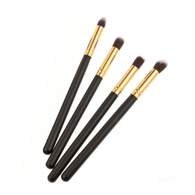 Angoily 4pcs Eye Makeup Brush Set Small Eyeshadow Blending Tools for Effortless Application Portable Design Black Gold for Travel and Everyday Use