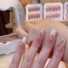 Handmade Nail Polish Patches Fake Nails Pink Color reusable (Color : Medium ladder, Size : L) view 3