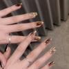 NALoRa Brown Starry Cat Eye Champagne Diamonds Handmade Wearable Nail in Autumn High Grade Beauty Patch Nail enhancement (Size : XS) view 1