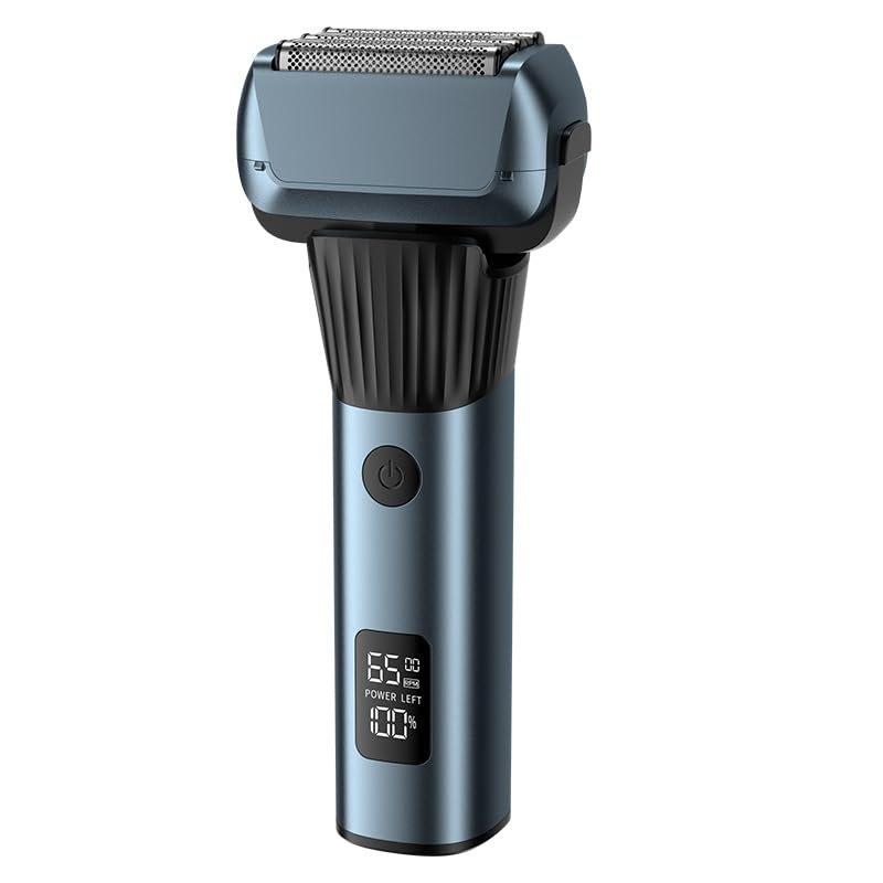HOTCOS Electric Shaver with Five Blades, Compound Beard Razor, Rechargeable Wet & Dry Men's Electric Shaver with Precision Trimmer (Azure Blue)