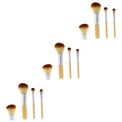 Angoily 3sets Cosmetics Brush Set Bamboo Handle Nylon Bristles Foundation Blush Eyeshadow Brush Kit Ideal for 4pcs*3