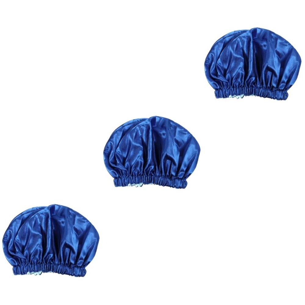 Angoily 3pcs Elastic Women Night Sleeping Care Spa Hat Sleep Hat Hair Wrap Care Sleep Cap Double Layer