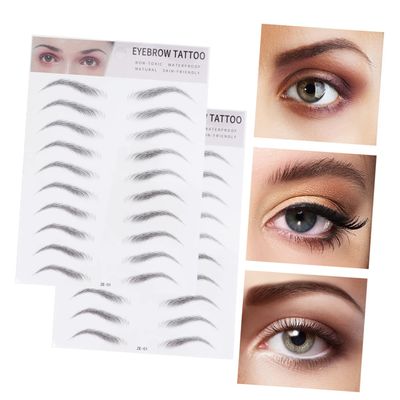Angoily 2pcs Imitation Eyebrow Stickers for Men Man Grooming Tool Spoolie Easy to Apply Realistic for Light Sparse Eyebrows