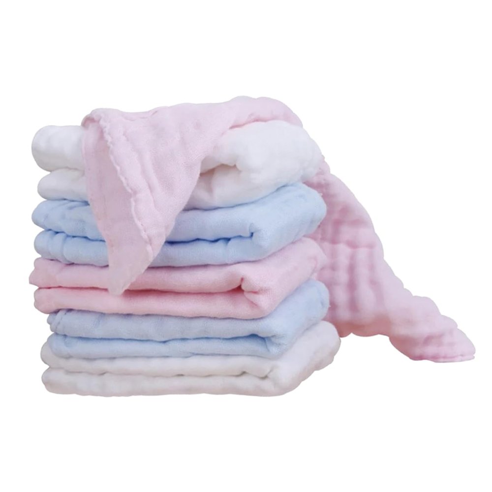 Abaodam 6pcs Facecloths Pure Cotton Gauze Towels for Boy Girl Soft Absorbent for Feeding and Colors