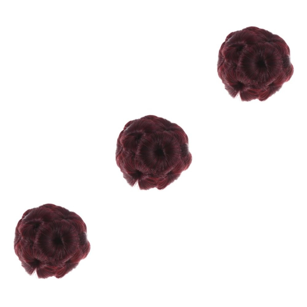 balacoo 3pcs Flower Design Synthetic Hair Updo Clip Jaw Clip for Women Hair Bun Fixator for Elegant Styles for Special Occasions Wine