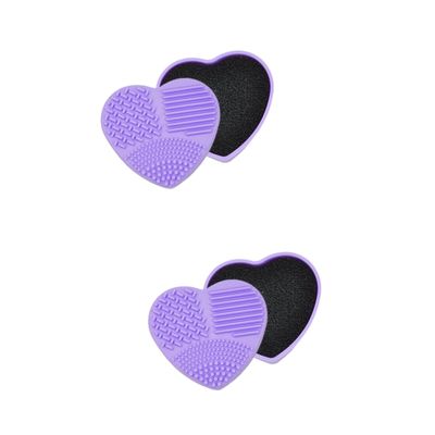 balacoo 2pcs Quick Clean Makeup Sponge Case Eye Shadow Brush Cleaning Box Silicone Heart Shaped Box