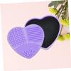 balacoo 2pcs Quick Clean Makeup Sponge Case Eye Shadow Brush Cleaning Box Silicone Heart Shaped Box view 2