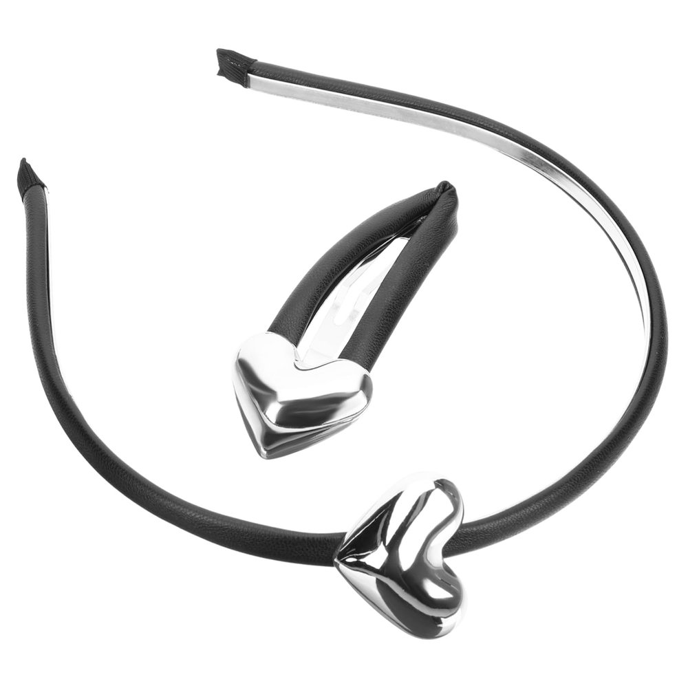 Ipetboom Vintage Heart Hairband Leather Headwear Styling Hair Clip for Party and Daily Wear