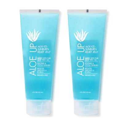 ALOE UP Ice Sunburn Relief Jelly - Pure Aloe Vera Gel Sunburn Relief for Adults & Kids, Aloe Vera Gel Face & Body, Natural Cruelty-Free Aloe Gel, Aloe Vera Gel Skin Lotion - 4 Oz (2pack)