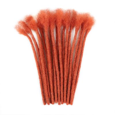 0.6cm Ginger Loc Extensions Human Hair 8 Inch 30 Strands Thickness 100% Full Handmade Permanent Dreadlock Extensions Human Hair for Women/Men/Kids Can Be Dyed Bleached Curled (350#)