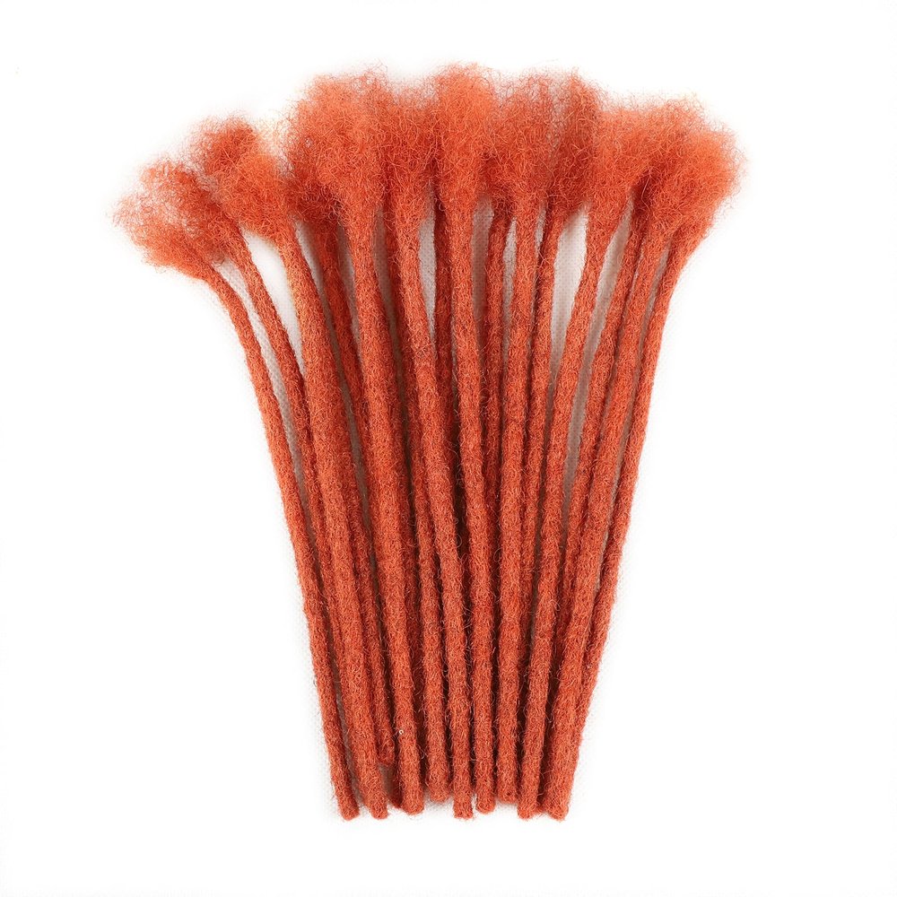 0.6cm Ginger Loc Extensions Human Hair 8 Inch 30 Strands Thickness 100% Full Handmade Permanent Dreadlock Extensions Human Hair for Women/Men/Kids Can Be Dyed Bleached Curled (350#)