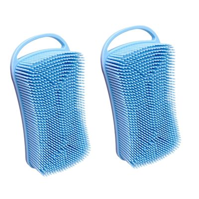 Angoily 2pcs Body Scrub Brush for Shower Silicone Bathing Brush Double-Sided Bath Exfoliating Scrubber Comfortable Handle