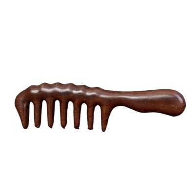 TERPON Thicken Wood Wide Tooth Comb Large No-Static Wooden Comb Detangling Comb for Curly Hair Handmade Natural Sandalwood Hair Comb Wooden Hair Combs (Color : Black Sandalwood)