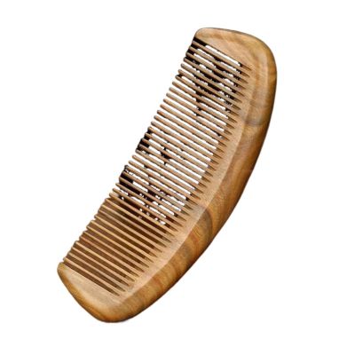 Unisex Sandalwood Comb Women Men Home Travel Wood Antistatic Fine-toot Wooden Handles Wooden Hair Combs (Color : Green Half Moon, Size : 1)