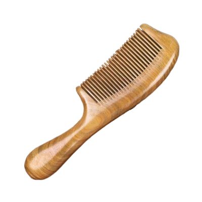 Unisex Sandalwood Comb Women Men Home Travel Wood Antistatic Fine-toot Wooden Handles Wooden Hair Combs (Color : Green Fine Teeth, Size : 1)