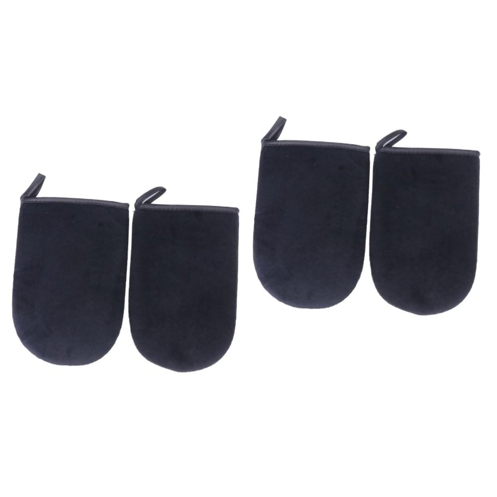 FOMIYES 4pcs Self Tanning Mitts Black Tanning Applicators Reusable and Machine Washable Comfortable and Easy to Use Natural Finish