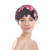 Pink Roses Print Shower Cap, Bath Shower Caps for Women Long Hair, Double Layer Waterproof Bathing Shower Hat view 3