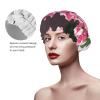 Pink Roses Print Shower Cap, Bath Shower Caps for Women Long Hair, Double Layer Waterproof Bathing Shower Hat view 4