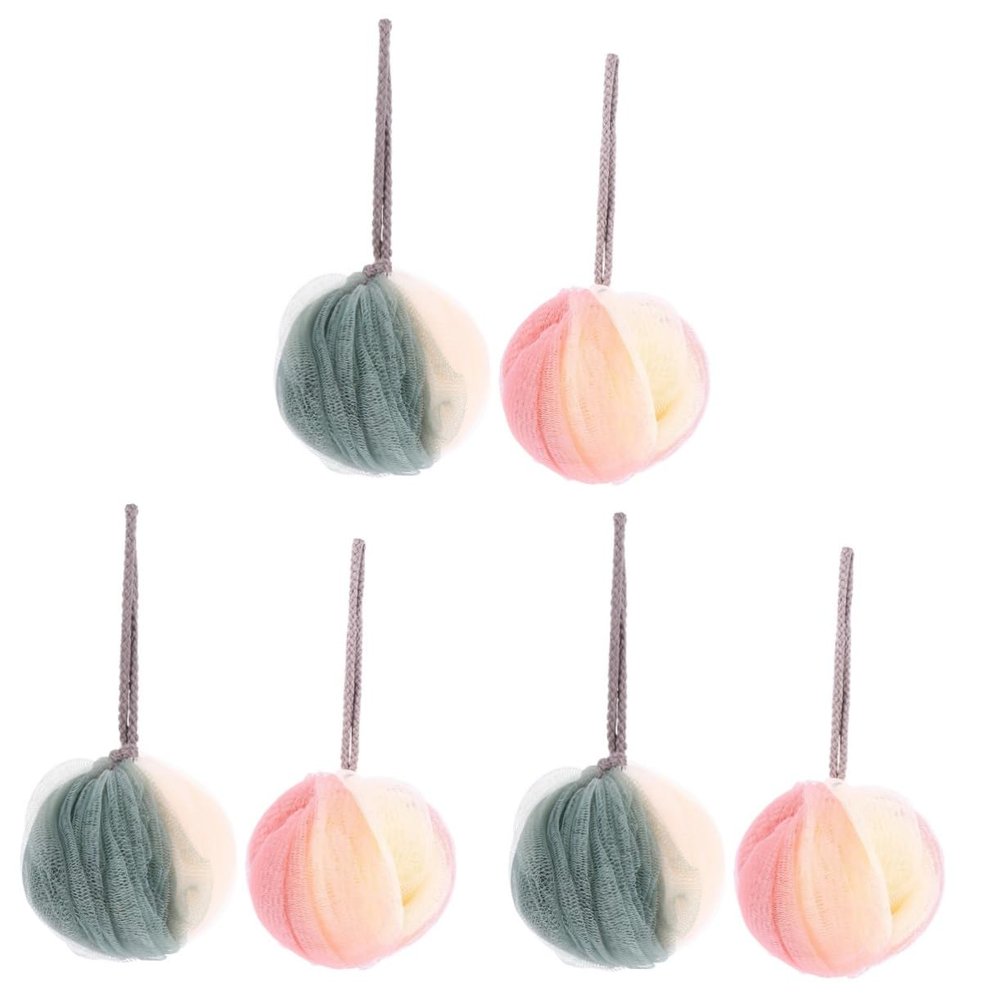 Angoily 6pcs Shower Ball Bath Scrubber Bath Foaming Sponge String Exfoliating Body Scrub Brush Creative Design for Skin Care
