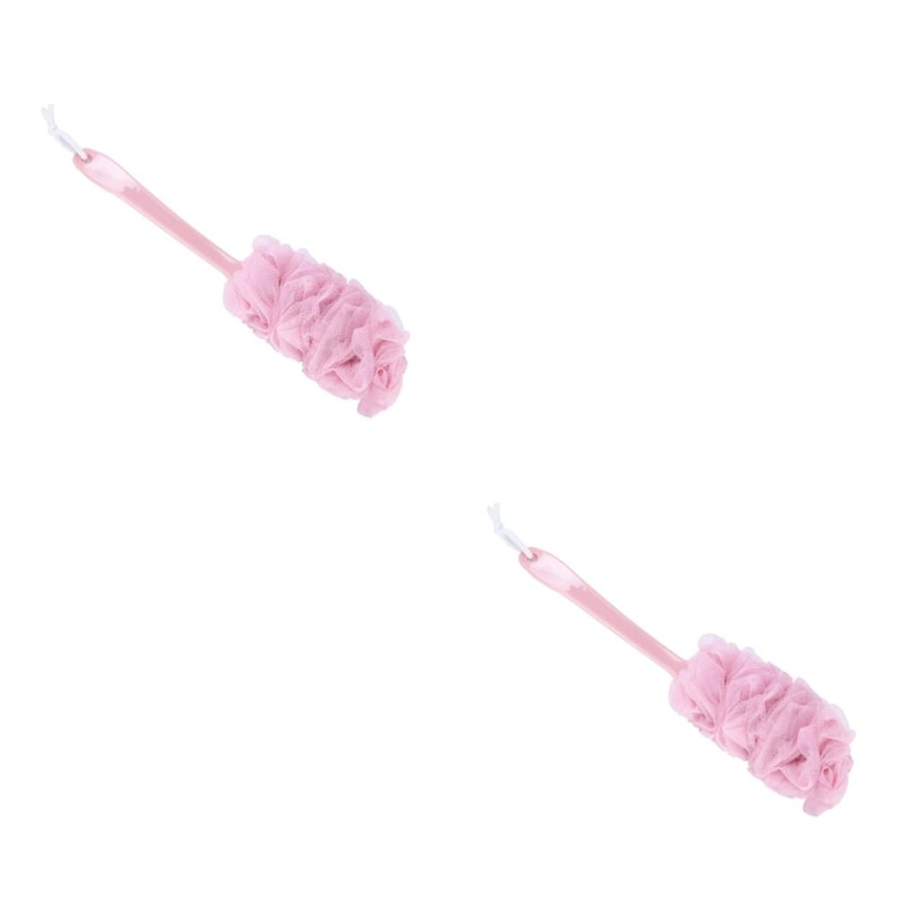 Angoily 2pcs Bath Scrubber Long Handle Shower Brush Body Sponge Exfoliator Gentle Lather Maker