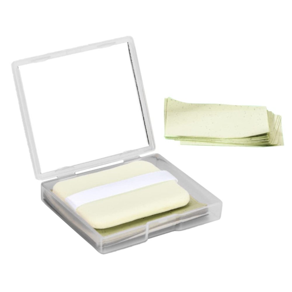 Ipetboom Blotting Sheets with Mirror and Puff for Oily Skin Absorbing Paper for Face Compact and Portable Facial Wipes for Men and Women Control Shine and Minimize Pores
