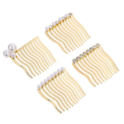 Angoily 4pcs Pearl Hair Comb Hair Clip Comb Scalp Massager Massage Deform Break Resistance