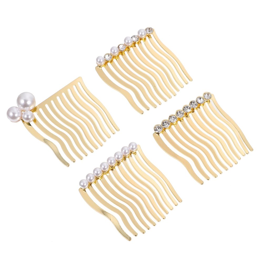 Angoily 4pcs Pearl Hair Comb Hair Clip Comb Scalp Massager Massage Deform Break Resistance
