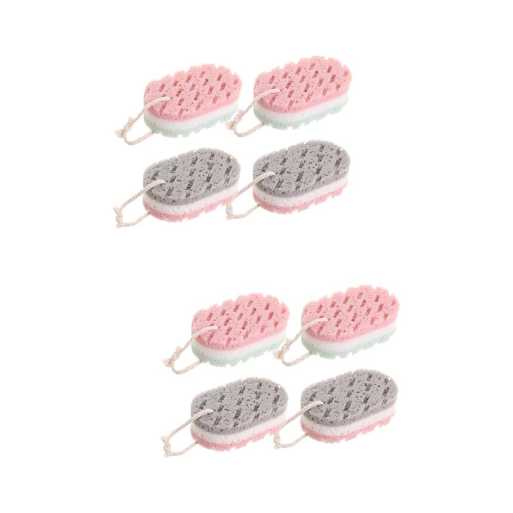 Angoily 8pcs Body Exfoliator Scrub Sponge Towel Positivte Exfoliating Tool Bathing Sponge Back Scrubber for Skin Types Random Color