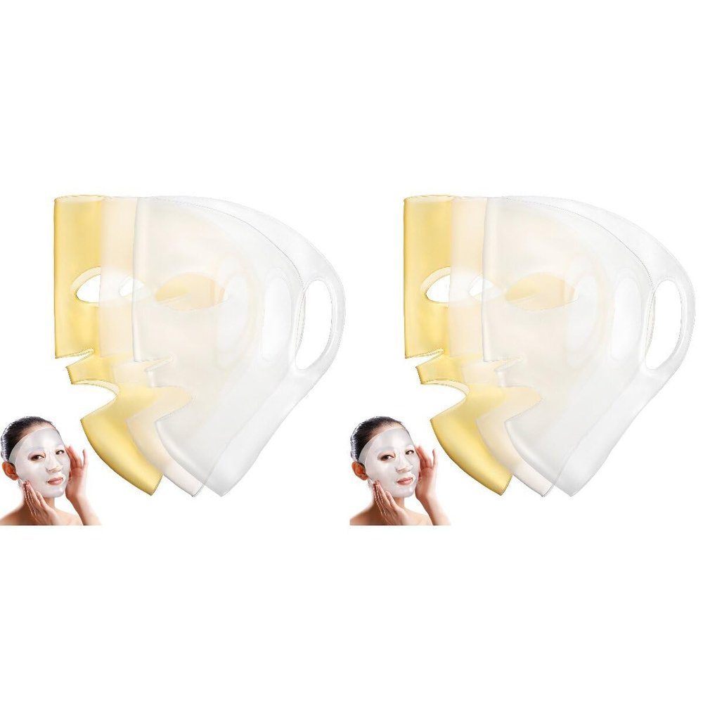 Angoily 2sets Silicone Mask Covers Reusable Face Mask Sheets for Women Skincare 3pcs*2