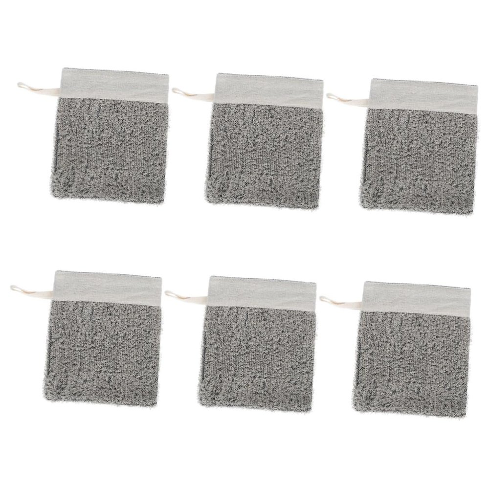 Angoily 6pcs Linen Shower Rubbing Gloves for Bath Exfoliating and Deep Cleansing Natural Soap Foaming Bag Comfortable and Washing Gloves