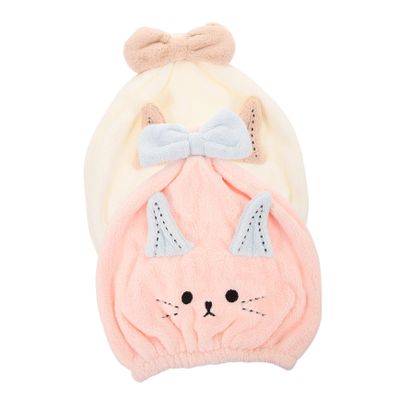 Angoily Sets Long Hair Bath Cap Quick Dry Cloth Women's Hair Drying Cap Soft Cat Towel Absorbent for Women Pcs