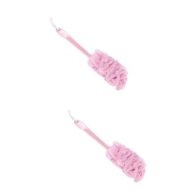 Housoutil 2pcs Long Handle Bath Flower Scrubber Body Brush Shower Brush Exfoliating Mesh Gauze Eco-Friendly Bath Sponge