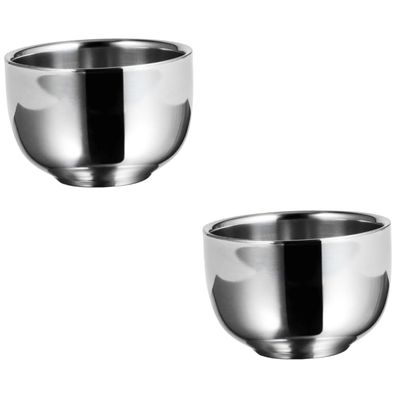 Angoily 2pcs Stainless Steel Shaving Foam Bowl for Men Beard Bubble Bowl Brush Holder Compact Travel Accessory