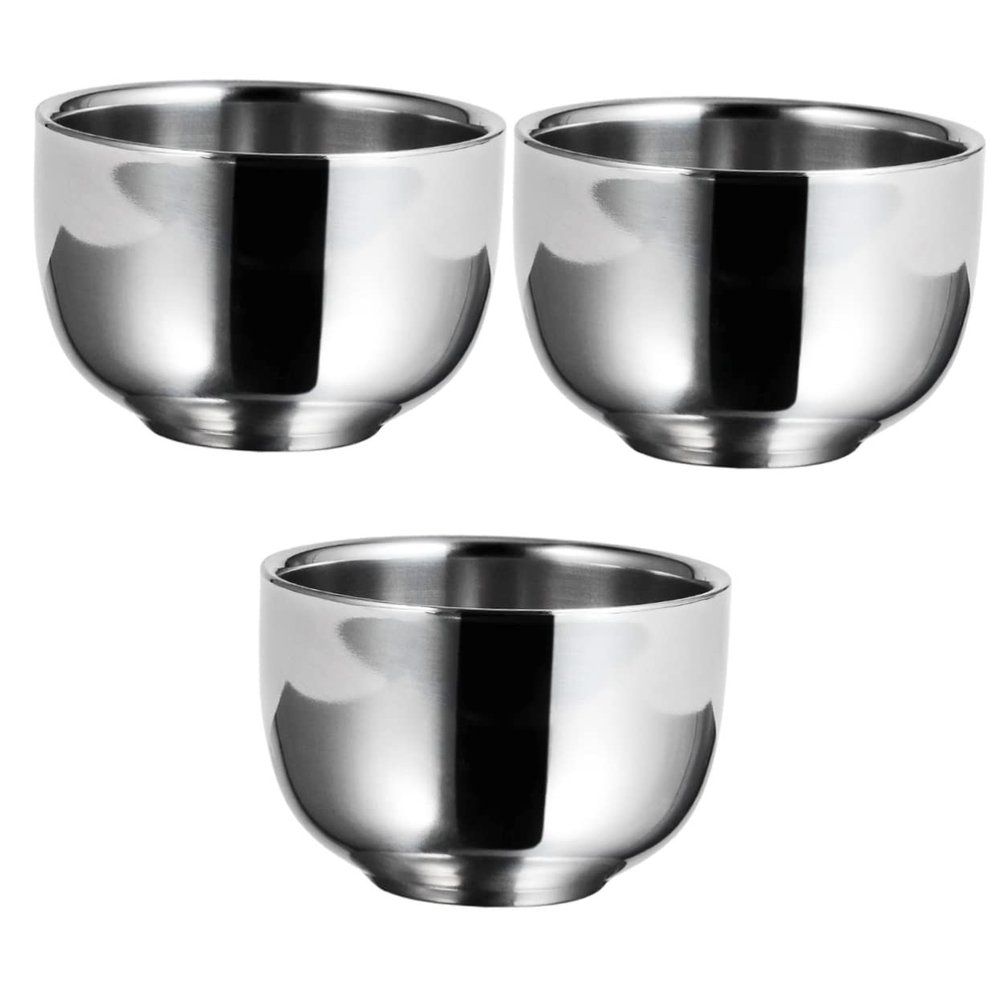 Angoily 3pcs Men's Shaving Bowl Stainless Steel Foaming Bowl Shaving Mug Bubble Container