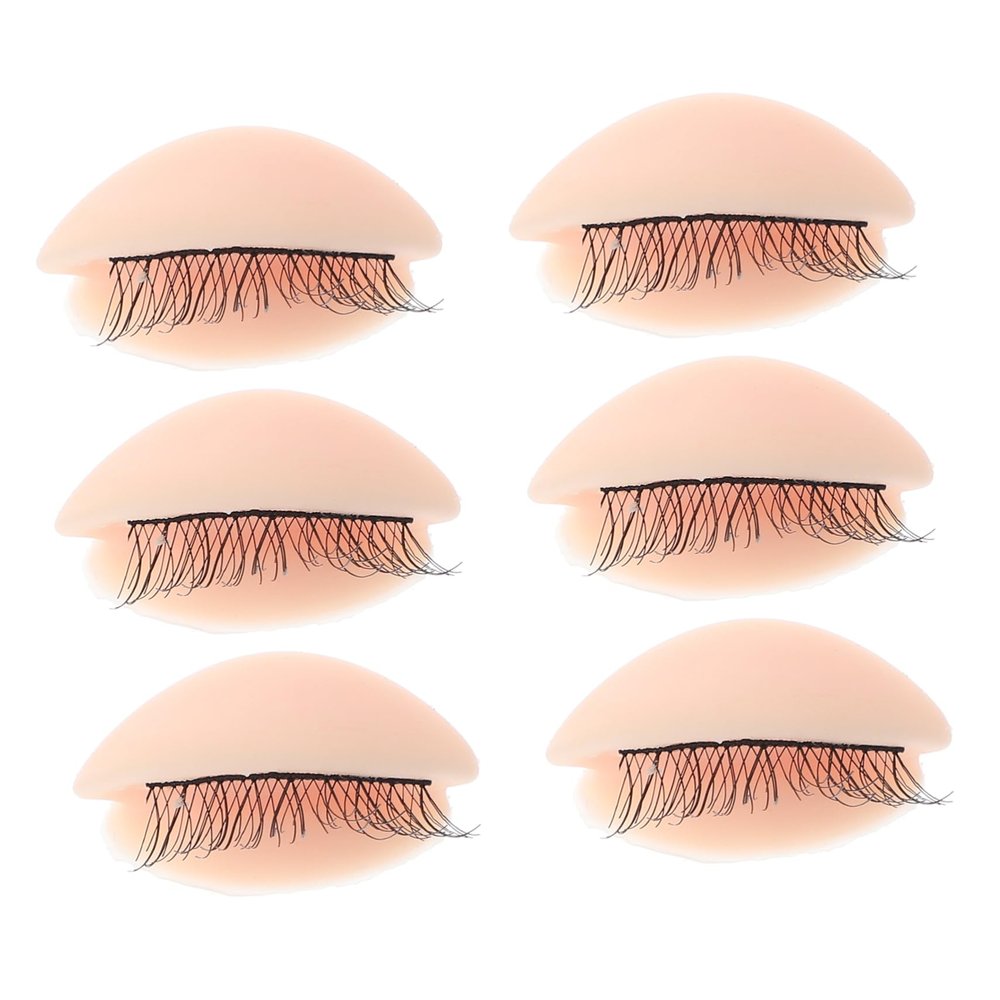 NOLITOY 6pairs Removable Eyelids Model Makeup Practice Kit for Eyelash Extensions Realistic Human Eye Shape Includes Replacement Eyelids for Easy Application and Training
