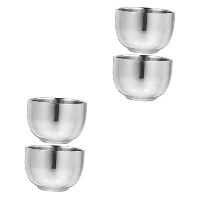 Angoily 4pcs Stainless Steel Shaving Bowl Shaving Cup for Men Easy to Clean for Home and Barbershop Use