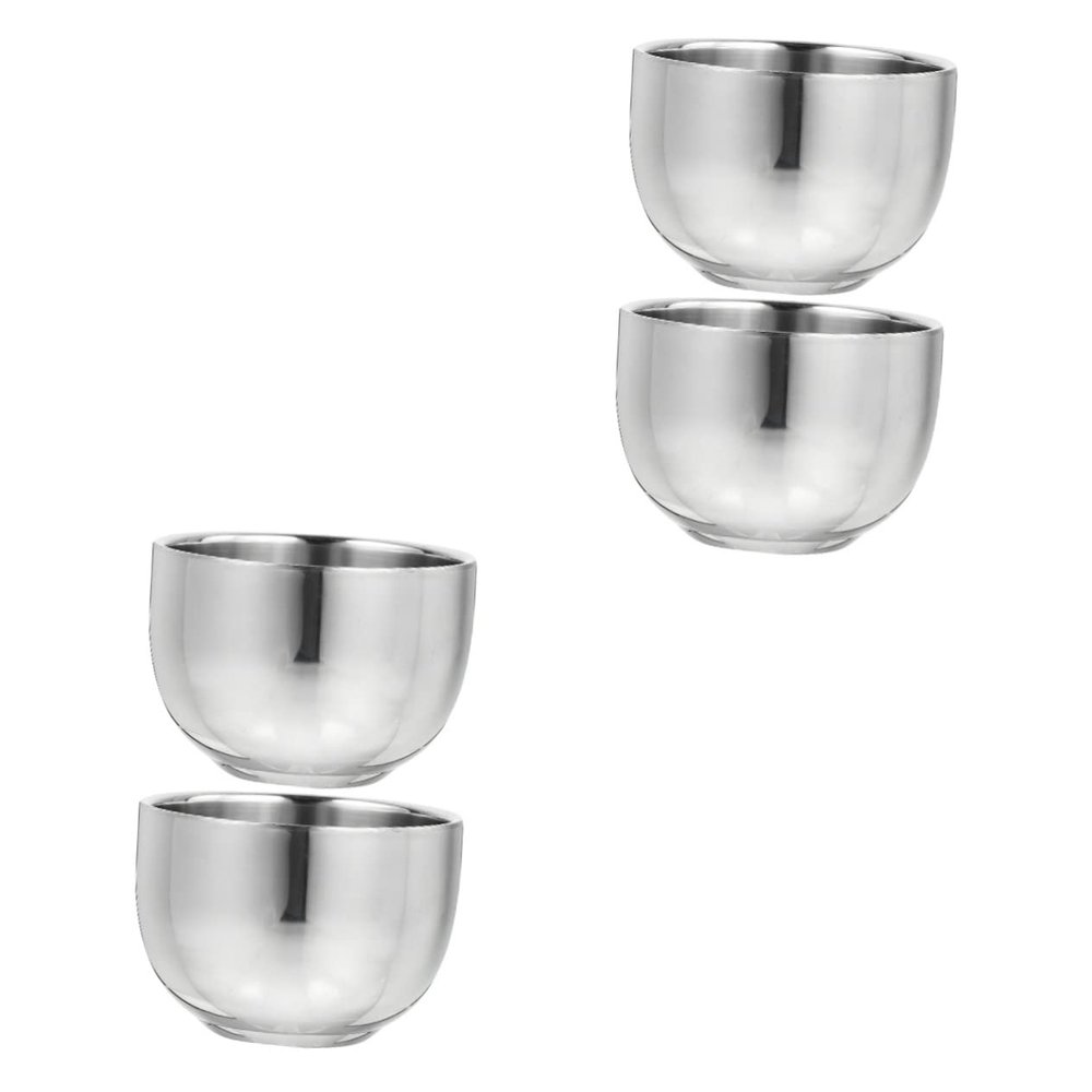 Angoily 4pcs Stainless Steel Shaving Bowl Shaving Cup for Men Easy to Clean for Home and Barbershop Use